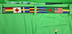 "Hand-Needlepoint (16) Country Flags Belt" Sz: 35