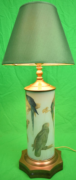 "Tiffany Blue Parrots Decoupage Lamp"