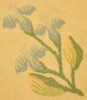 Celadon w/ Navy Border Wool Dhurrie Area Floral Rug