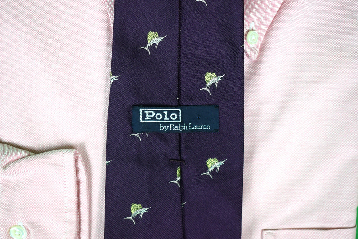 Polo By Ralph Lauren Aubergine Sailfish Silk Tie