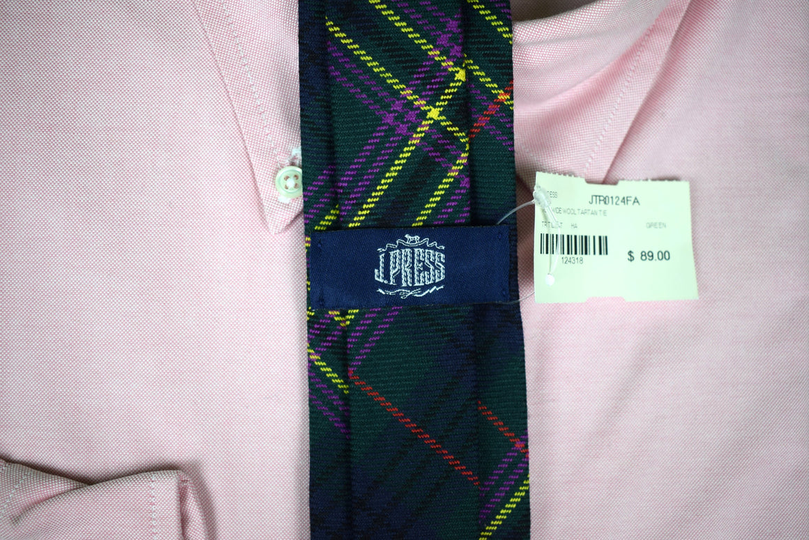 J. Press Tartan Wool Skinny Tie (New w/ J.P Tag)