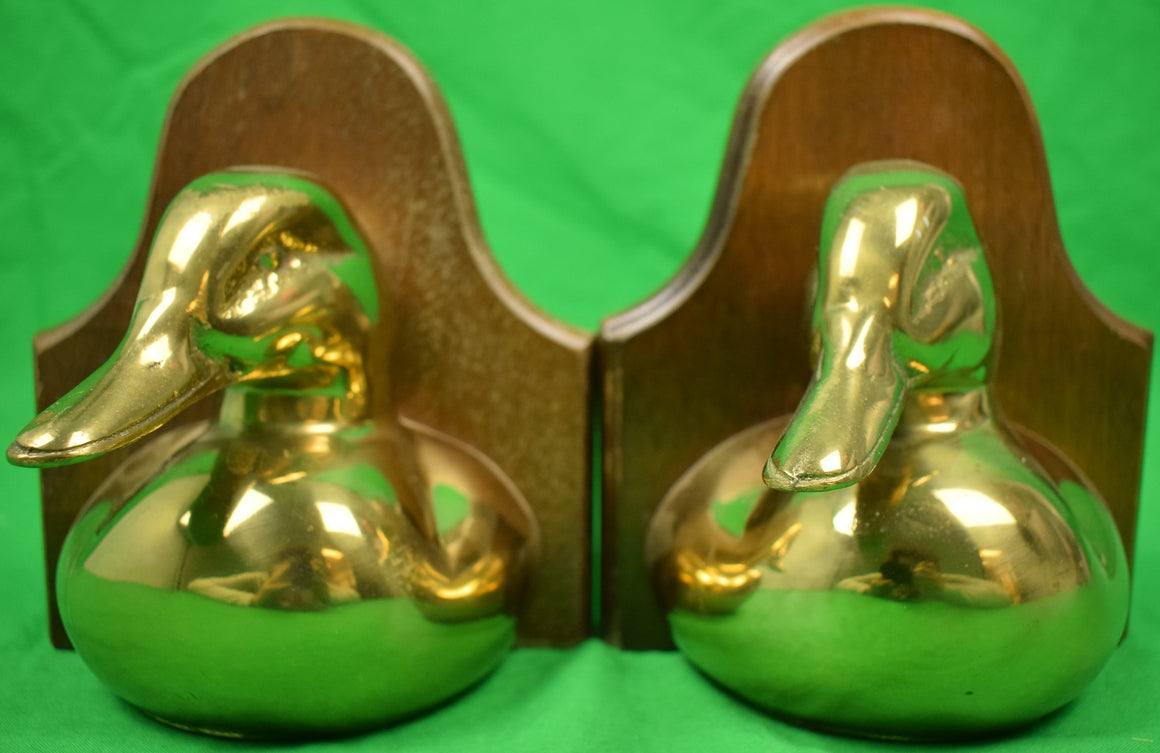 Pair of Brass Mallard Duck Head Bookends Sold by Brooks Brothers