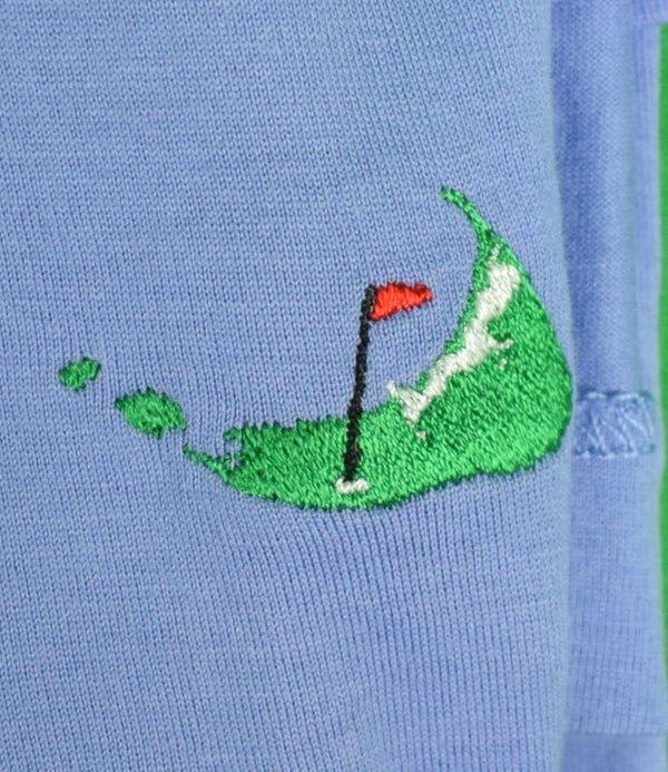 Ralph Lauren Polo Golf Blue Shirt w/ Miacomet Club Nantucket Logo Sz