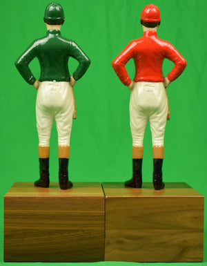 Pair x "21" Club Red/ Green Jockey Statue/ Bookends