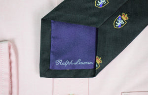 "Ralph Lauren Purple Label Black Crest Motif Tie Made In Italy" (New w/ RL Tag)