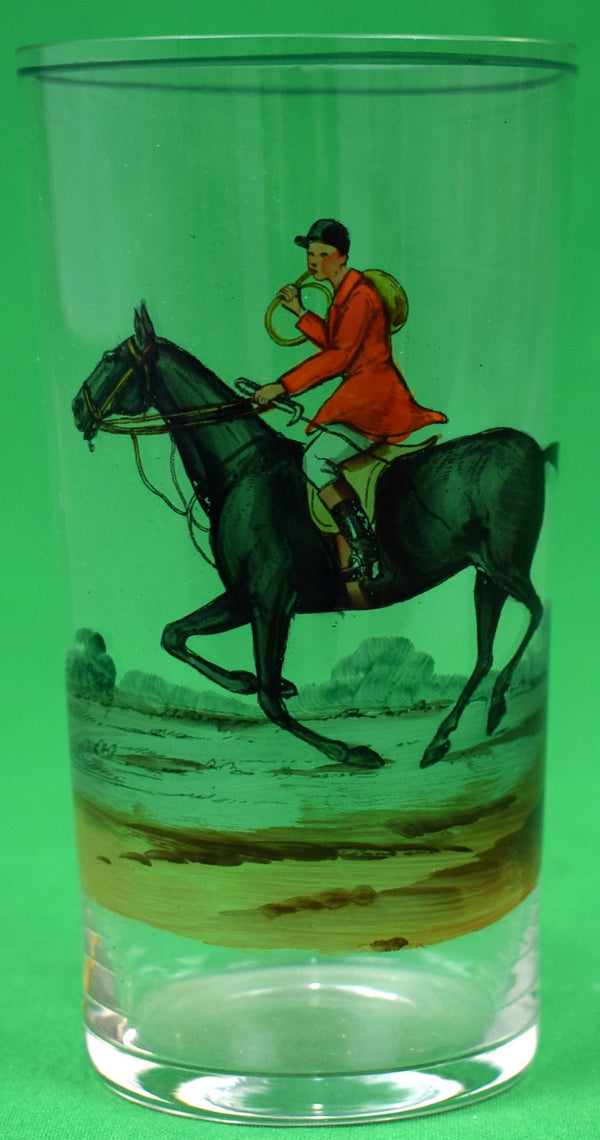 Hand-Painted Fox-Hunter w/ Horse Glass Cocktail Pitcher