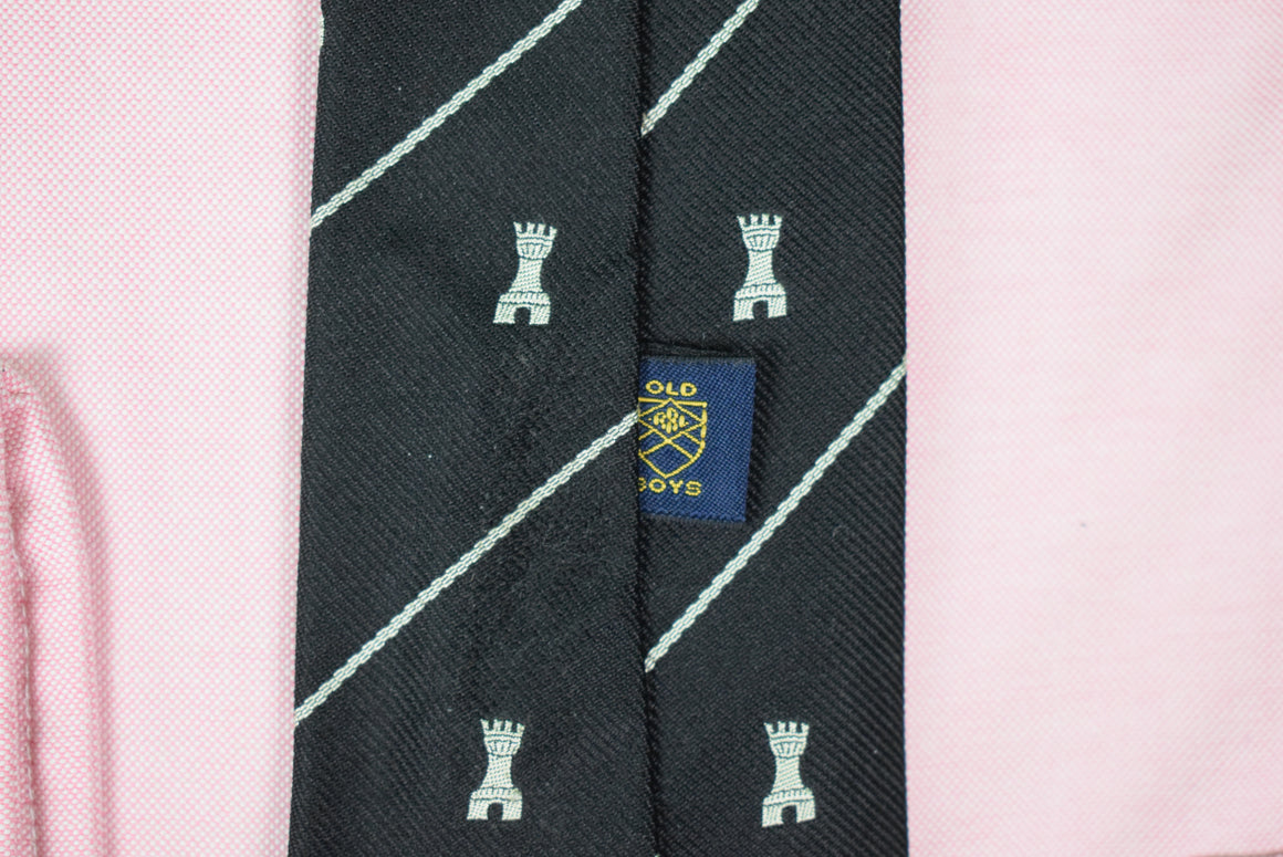 "Rugby Ralph Lauren Italian Black Silk w/ Coronet Club Tie"