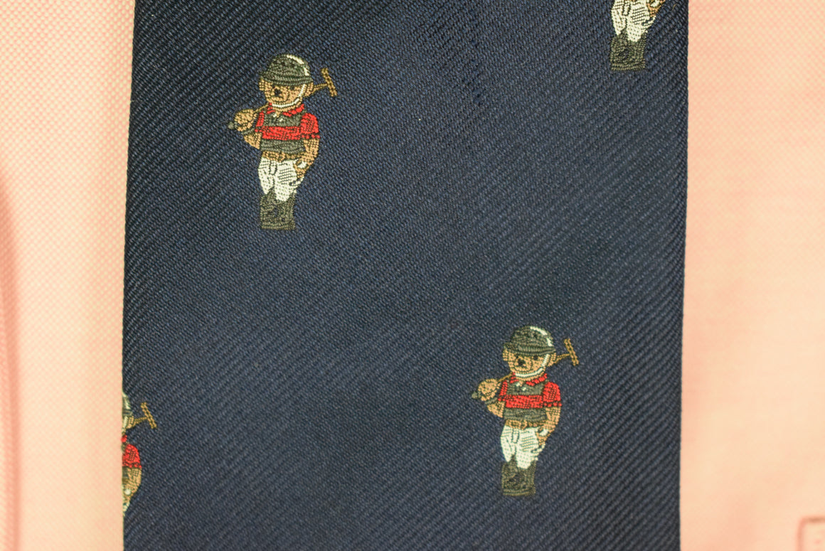 "Polo Ralph Lauren Bear Polo Player Navy Silk Tie" (New w/ RL Tag) (SOLD)
