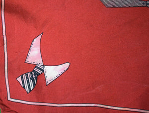 Sulka 1895-1995 Red Silk Necktie Motif Pocket Sqaure