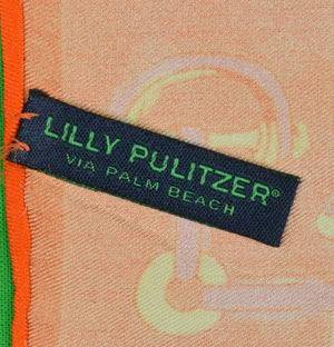 "Lilly Pulitzer Lavender/ Orange Horse-Bit Silk Pocket Square" (SOLD)