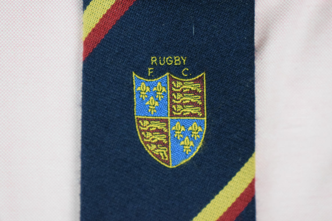"Rugby Ralph Lauren Navy Repp Stripe Wool/ Silk Tie w/ Heraldic Crest"