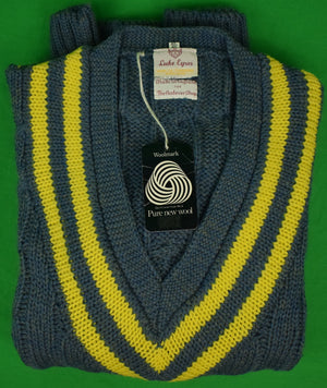 "The Andover Shop x Luke Eyres English Cable Cricket Blue w/ Yellow Stripe Sweater" Sz 40 (New w/ Tag) (SOLD)