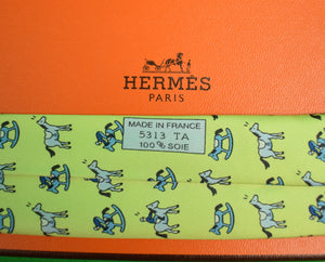 "Hermes Paris 'Jockey On Rocking Horse' Kiwi Green Tie" (SOLD)