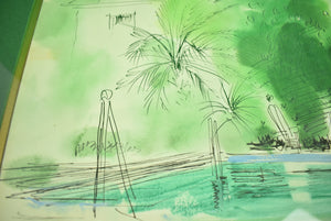 "Palm Beach Tropical Pool" c1947 Watercolor by Franz Bueb