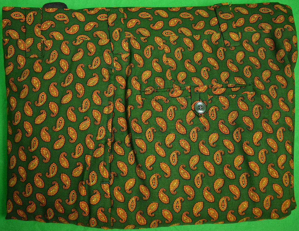 "Chipp Gold Paisley on Hunter Green Challis Trousers" Sz: 34 (SOLD)