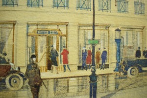 Motor Showrooms At Purley Watercolour by Philip Dalton Hepworth