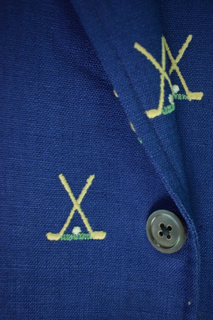 Chipp Moygashel Linen Blazer w/ Emb X'd Golf Clubs Sz 44XL (SOLD)