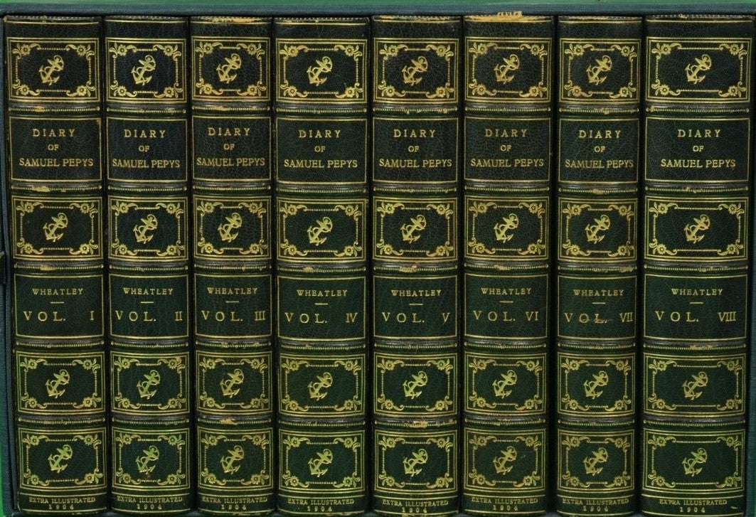 "Diary Of Samuel Pepys w/ Bayntun Deluxe Slipcase (8) Vol Set" 1904 WHEATLEY, H.B. (SOLD)