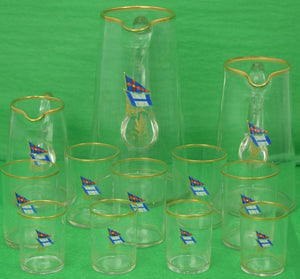 Set x 12 New York Yacht Club/ Private Yacht The Evelyn Hand-Painted Cocktail Glassware Set