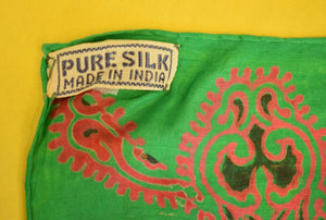 Indian Batik Emerald Silk Pocket Sq