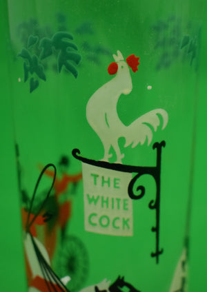 "Set x 6 The White Cock Coach Inn Collins Glasses"