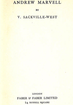 "Andrew Marvell: The Poets On The Poets" 1929 SACKVILLE-WEST, V.