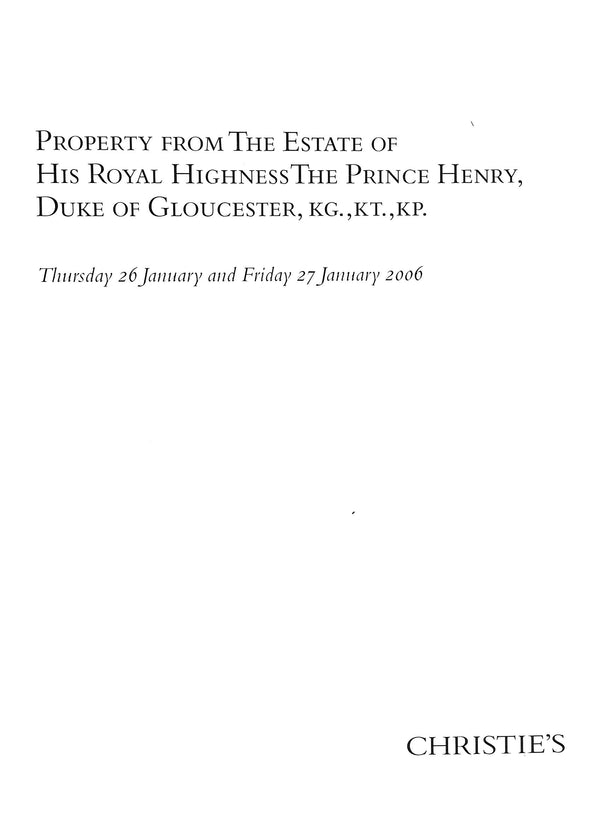 "Property From The Estate Of His Royal Highness The Prince Henry, Duke