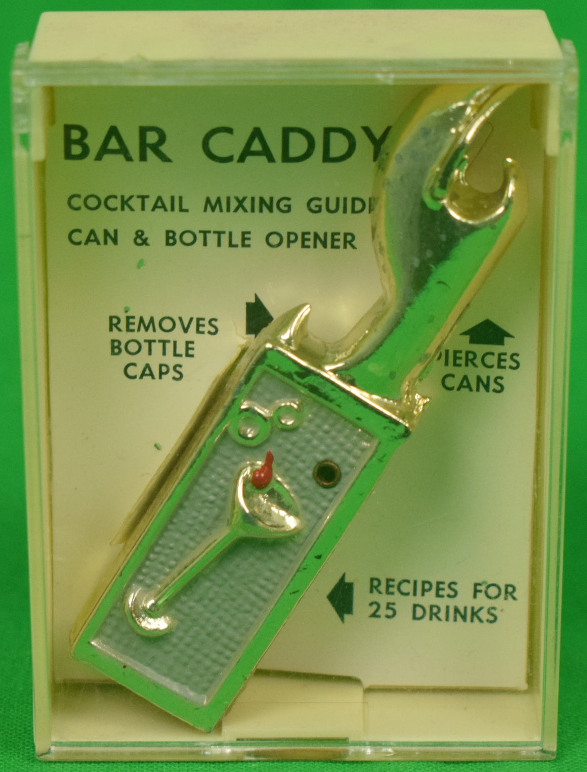 Bar Caddy w/ Cocktail Mixing Guide/ Can & Bottle Opener (New/ Old Stock In Case)
