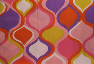 Retro 1960s Geometric Swirl Print Fabric