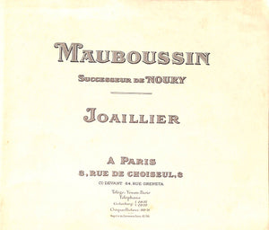 "Mauboussin. Successeur De Noury. Joaillier A Paris" 1925