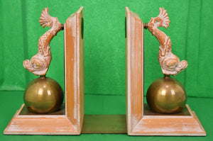 "Pair of Oliver Messel Cockade House Barbados Plaster Dolphin Bookends"