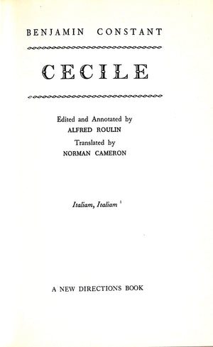 "Cecile" 1953 CONSTANT, Benjamin