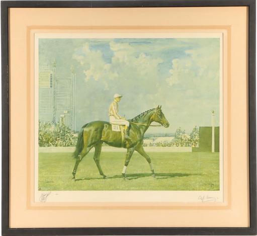 Alfred Munnings Equestrian Lithograph "Solario" Race Horse