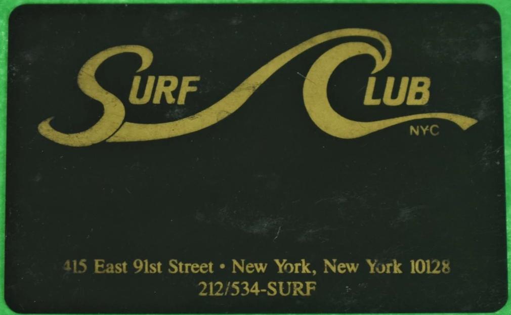 Surf Club 415 East 91 St NYC Member's Card c1982
