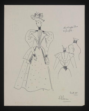 The Second Mrs Tanqueray Act III 1950 Haymarket Theatre Costume Watercolour by Cecil Beaton