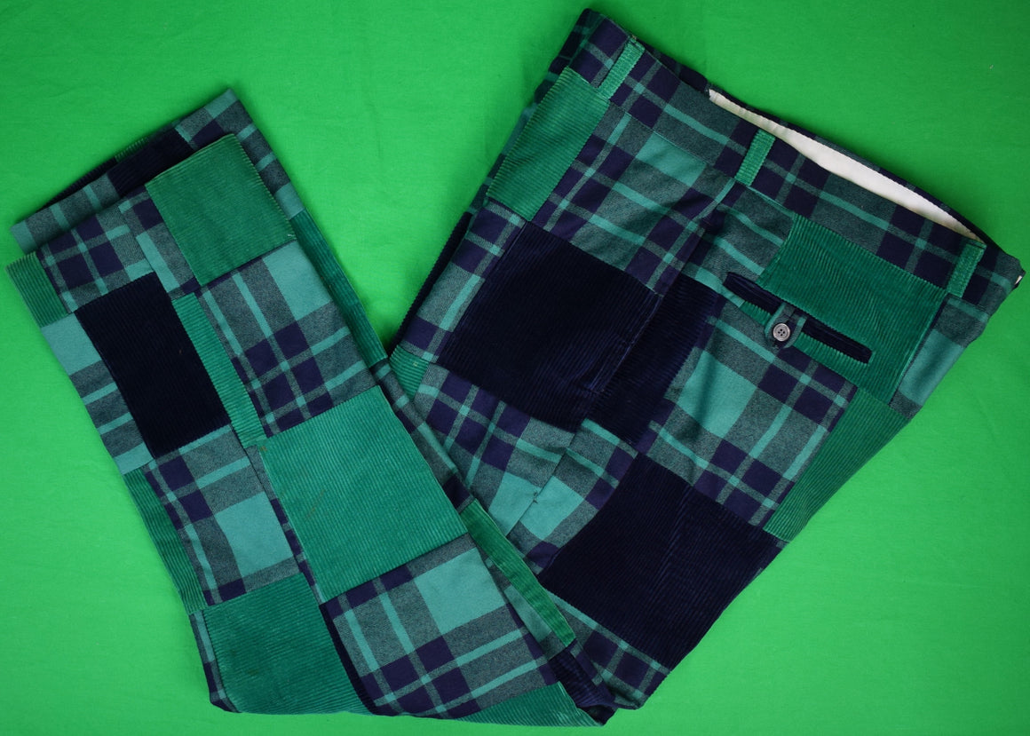 Chipp Green/ Navy Tartan/ Corduroy Trousers Sz 42