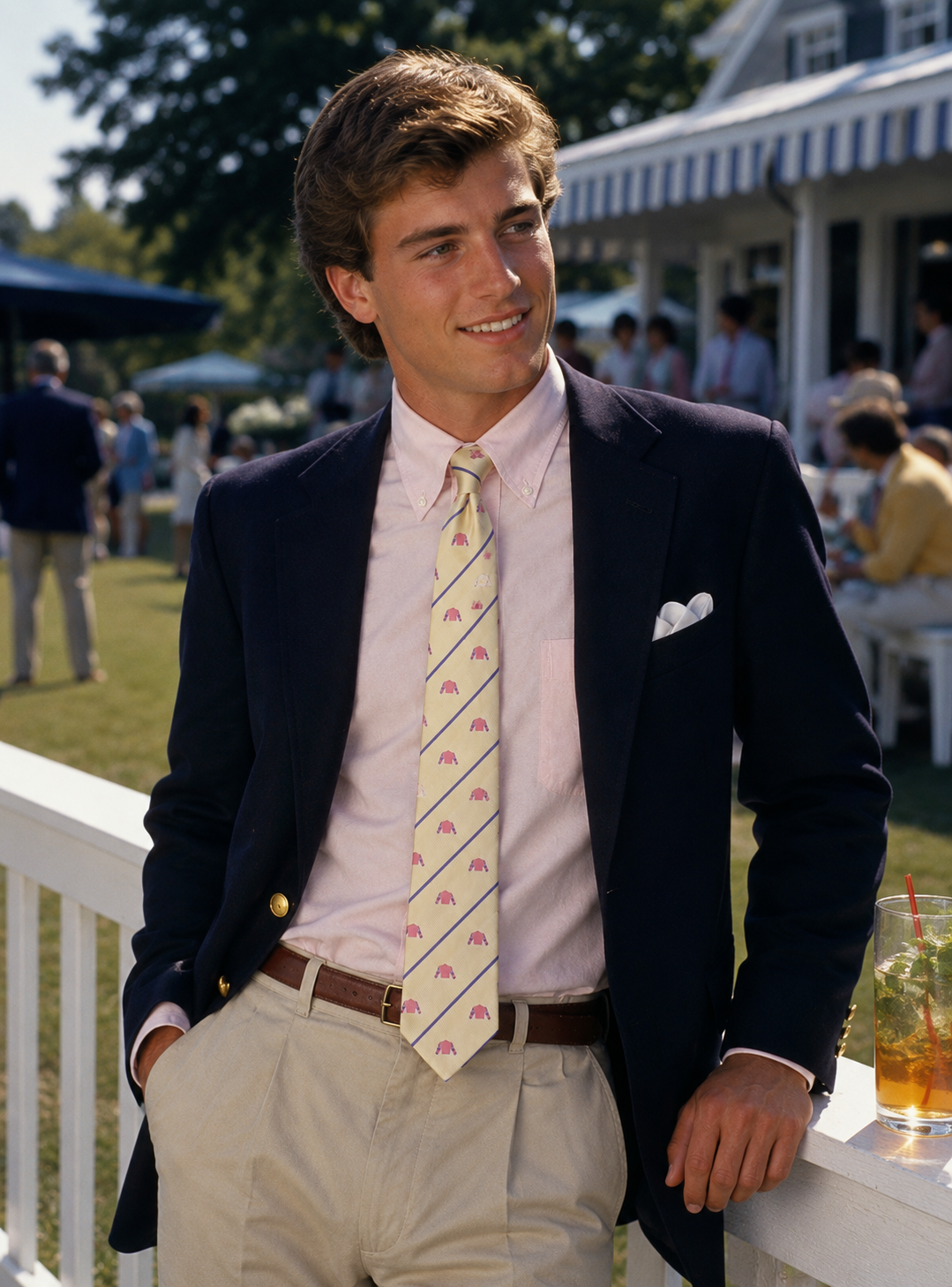"Saratoga Reading Rooms 2024 x Stella Thayer's Pink Jockey Silks Club Tie"