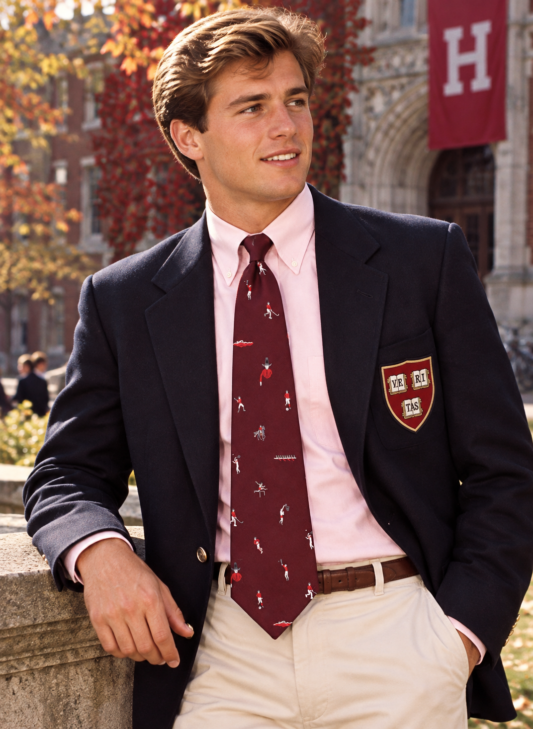 "J. Press x Crimson Harvard Sports Theme Irish Silk Club Tie" (NWT)