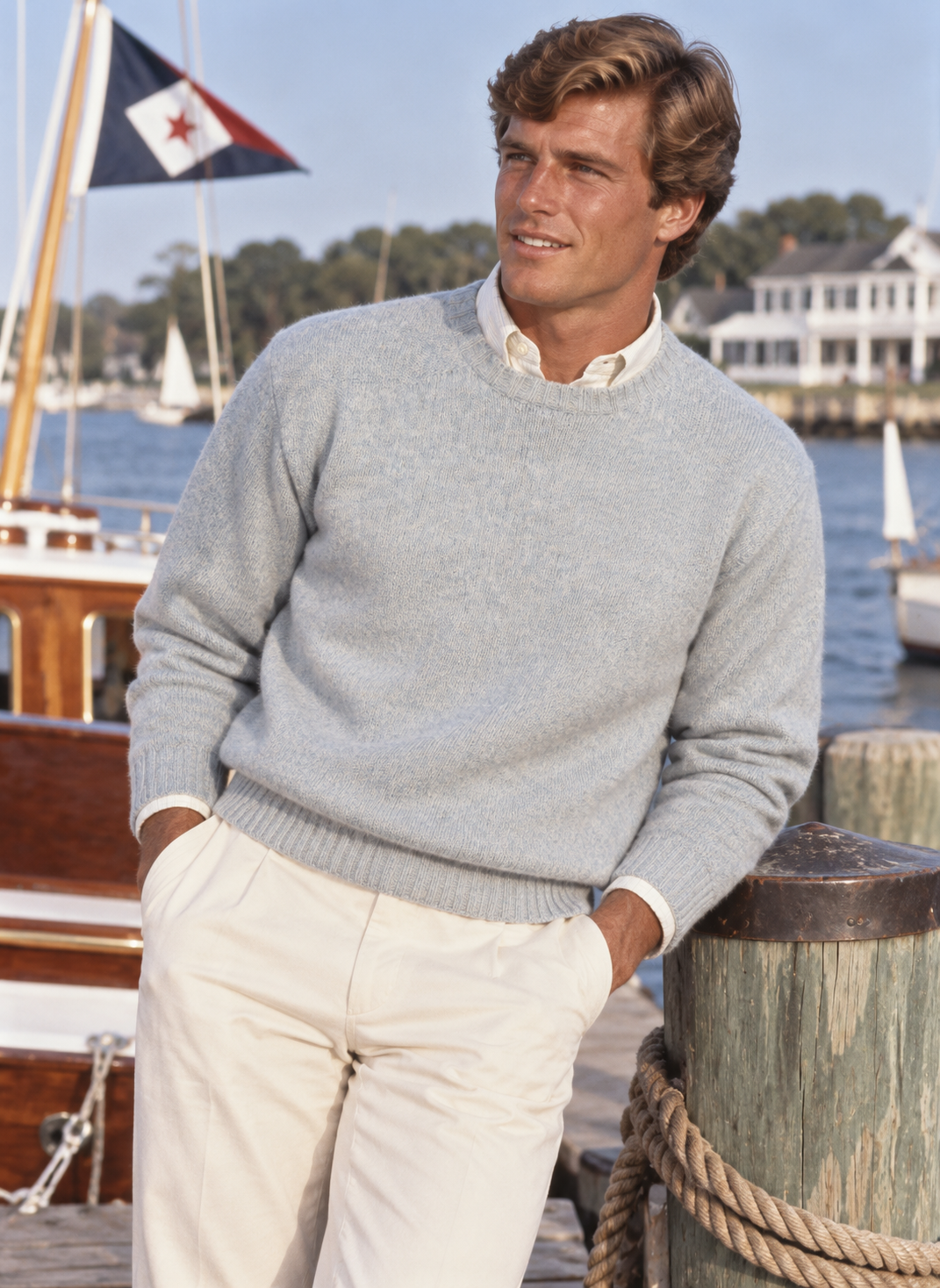"Harley Made In Scotland Seafoam Green Shetland Wool Shaggy Dog Crew Neck Sweater" Sz L (NWT)