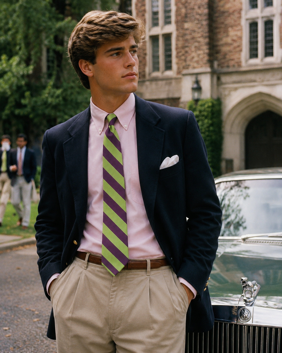 Polo Ralph Lauren Chartreuse/ Magenta Repp Stripe Silk Tie
