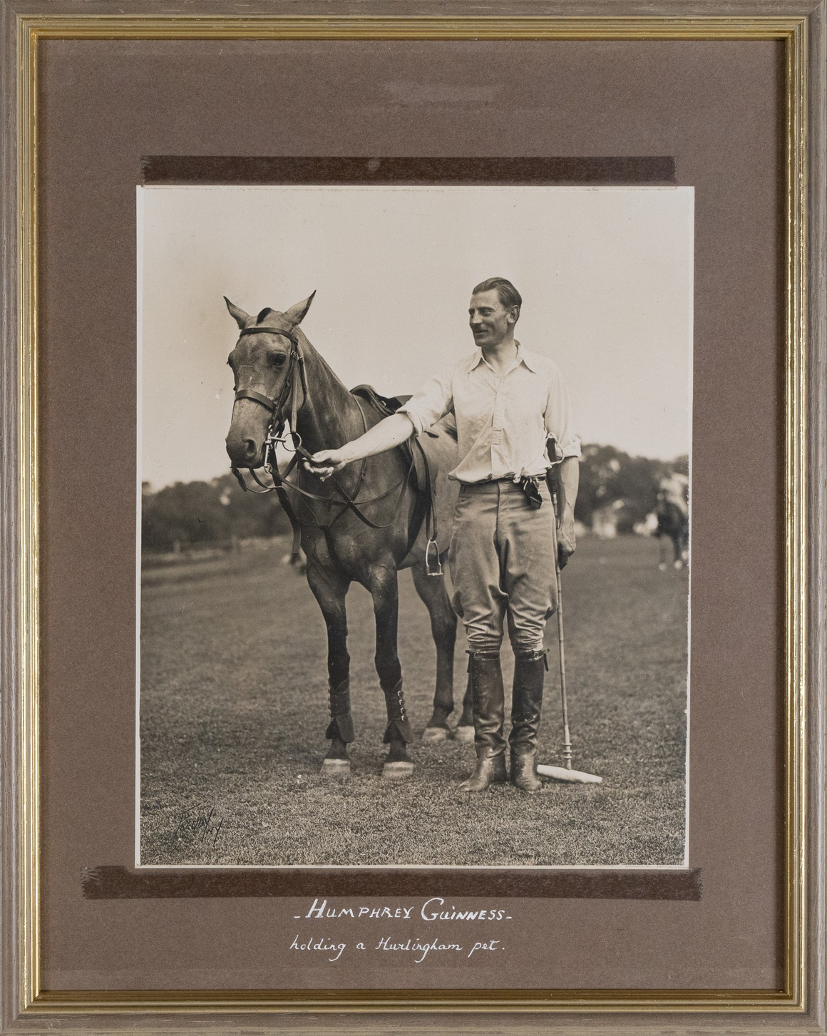 Humphrey Guinness Holding A Hurlingham Pet c1930s B&W Photo by Freudy (American, active 1930s)