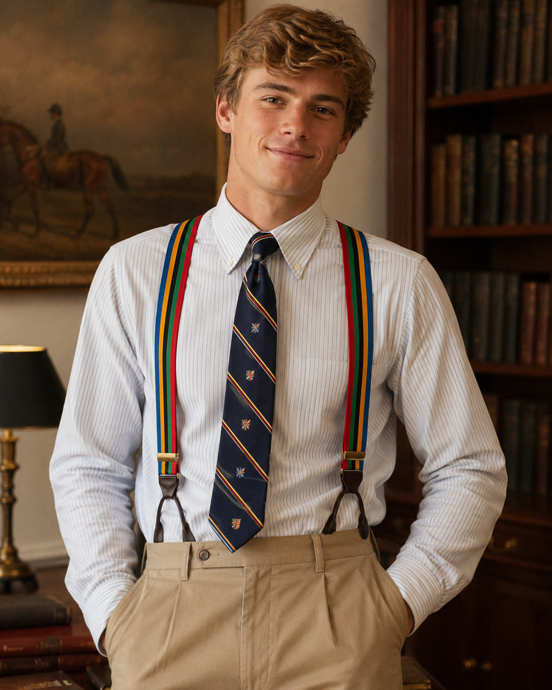 J. Press Made-in-England Multi-Colored Striped Barathea Braces (New w/ Box)