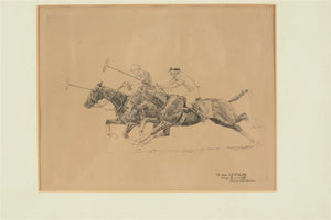 Paul Brown 2 Polo Players Charging Down The Field Drypoint Etching