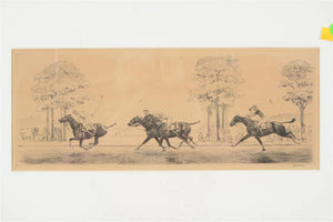 Paul Brown 4 Polo Players Charging Down The Field Drypoint Etching