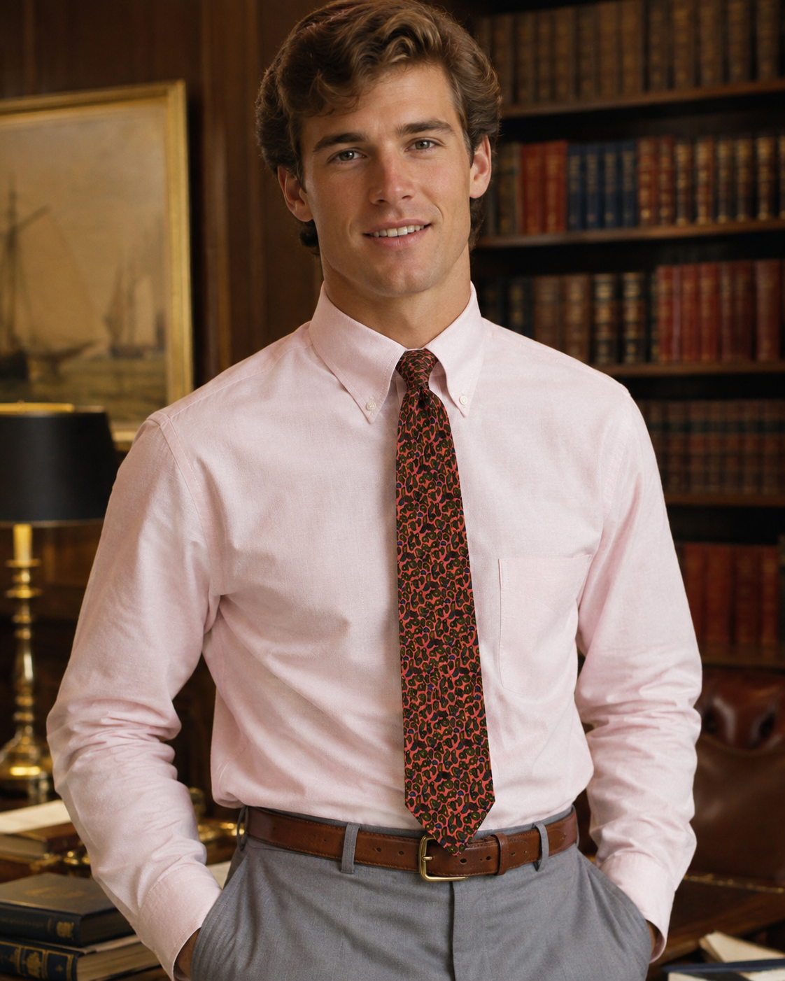 "Seaward & Stearn London Country Collection Dusty Rose Paisley Wool Challis Tie" (NWOT)