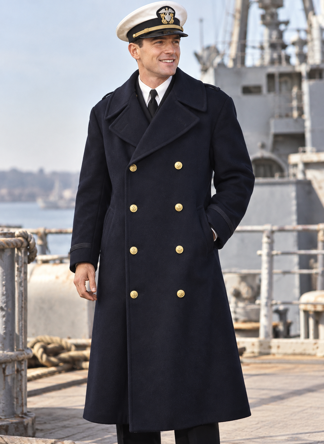 "Brooks Brothers WWII Naval Officer's Melton Wool DB Overcoat" Sz 41L