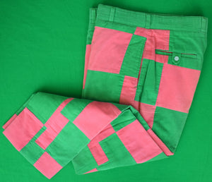 "Chipp Pink & Green Patchwork Pinwale Corduroy Trousers" Sz 36