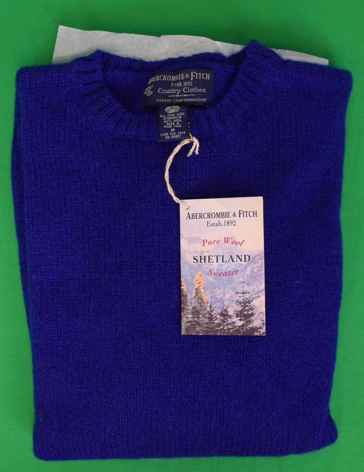 Abercrombie & Fitch Royal Blue Shetland Wool Crew Neck Sweater Sz M (NWT)