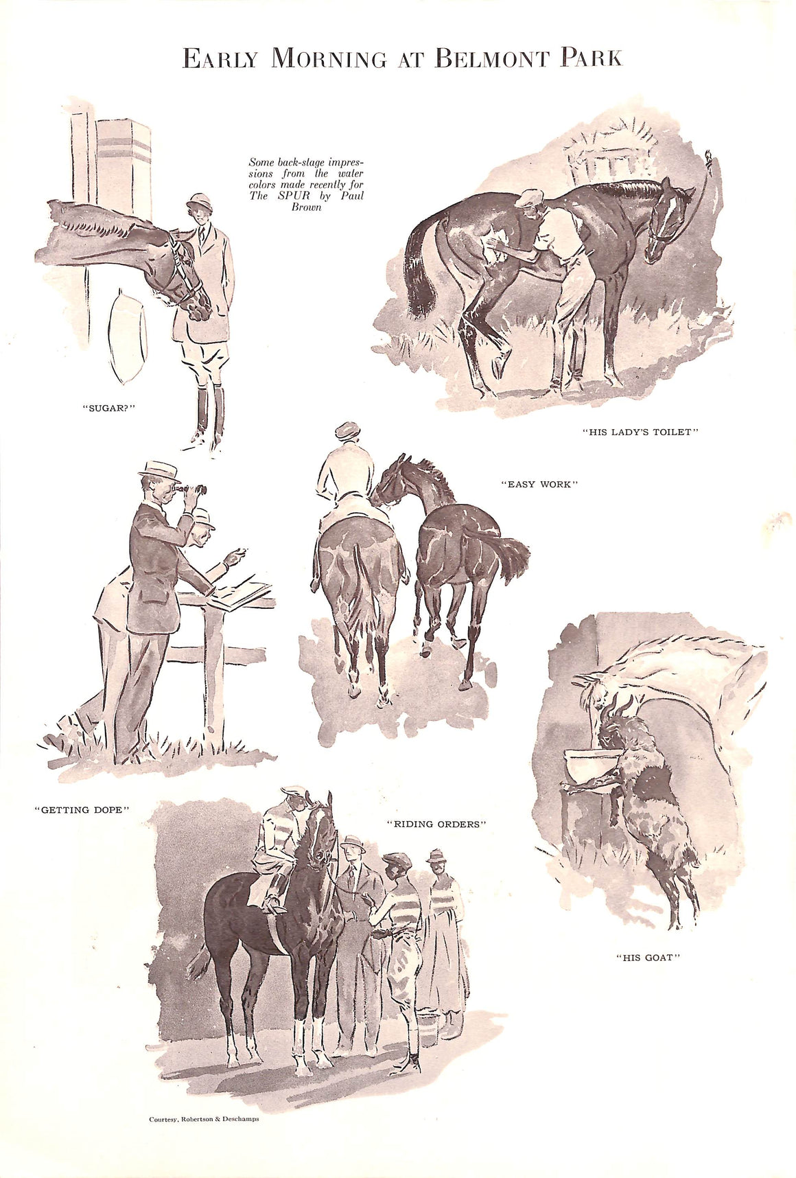 "Early Morning At Belmont Park When Stables Hum With Activity" 1934 by Paul Brown