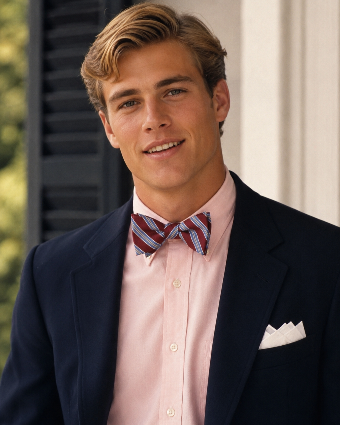 O'Connell's Burgundy/ Blue Repp Stripe Silk Bowtie